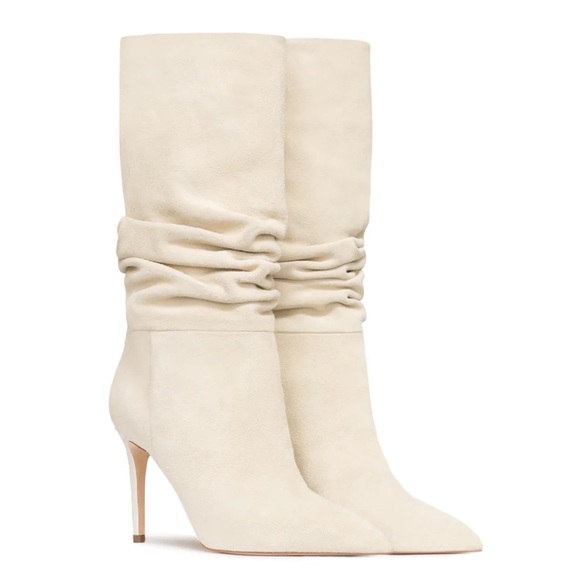 Paris Texas Angora Cream Suede Slouchy Heeled Boots 9/39 - Picture 2 of 9